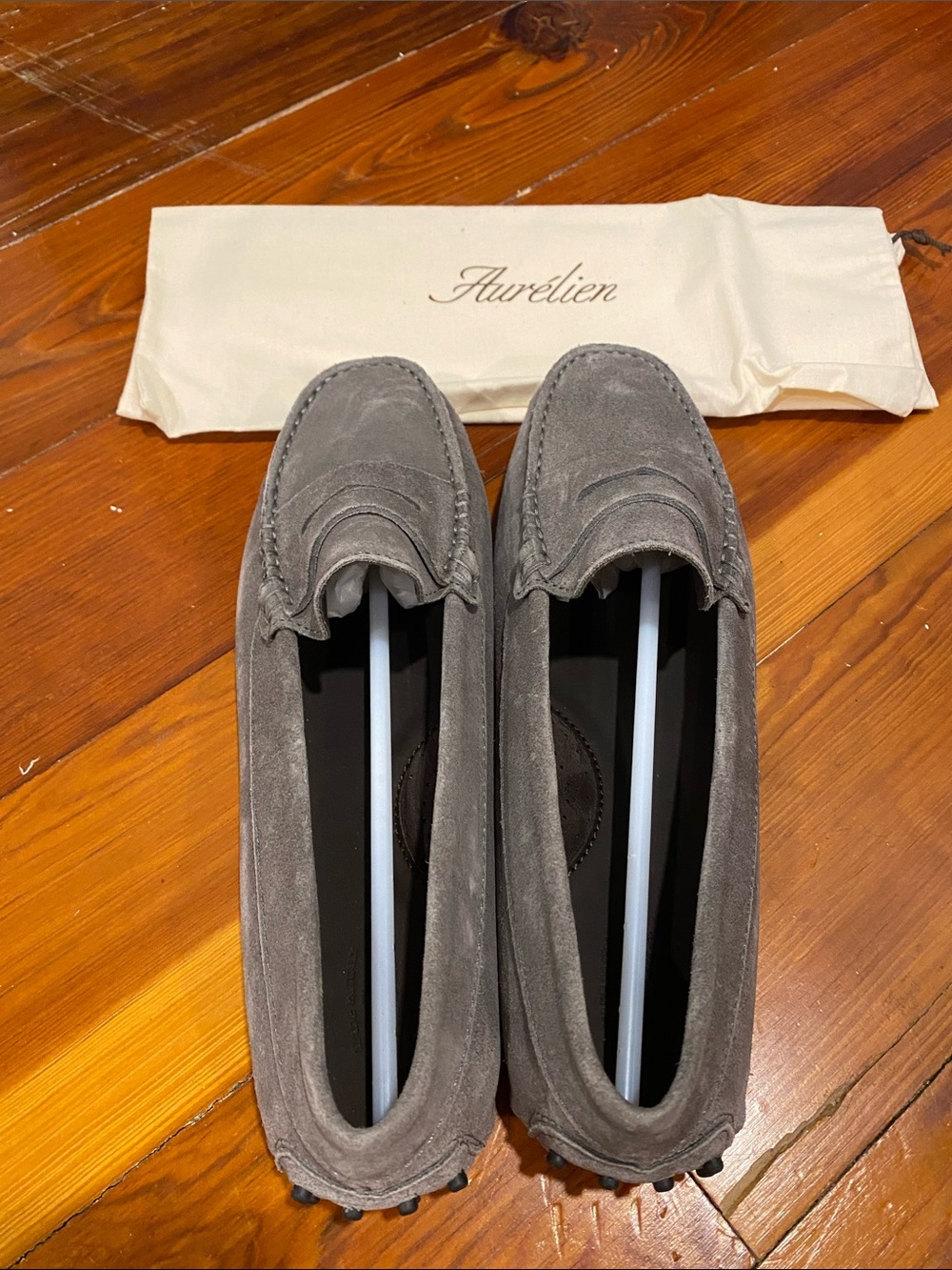 Aurelien Italian Gray Suede Loafers